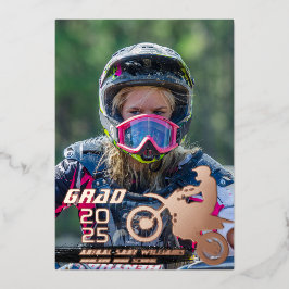 Dirt Bike Motocross 2写真卒業モダン 箔招待状