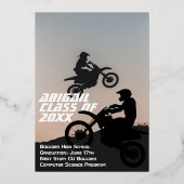 Dirt Bike Motocross 2写真卒業モダン 箔招待状 (裏面)