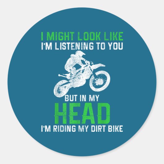 Dirt Bike Motocross Enduro Funny Quote Motorcycle ラウンドシール (正面)
