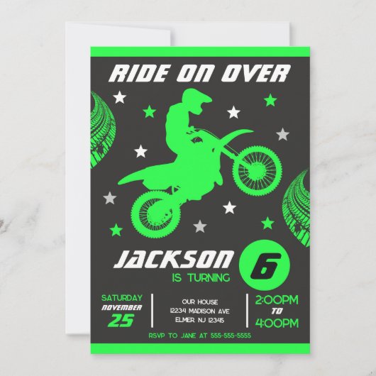 Dirt Bike Motocross Motorbike Boy Birthday  招待状 (正面)