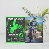 Dirt Bike Motocross Motorbike Boy Photo Birthday  招待状 (スタンド正面)