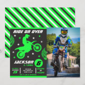Dirt Bike Motocross Motorbike Boy Photo Birthday  招待状 (正面/裏面)