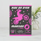 Dirt Bike Motocross Motorbike Girl Birthday  招待状 (スタンド正面)