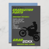 Dirt Bike Motocross PHOTOグリーン卒業 招待状 (正面/裏面)