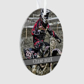 Dirt Bike Rider Photo Keepsakeクリスマス オーナメント (正面)
