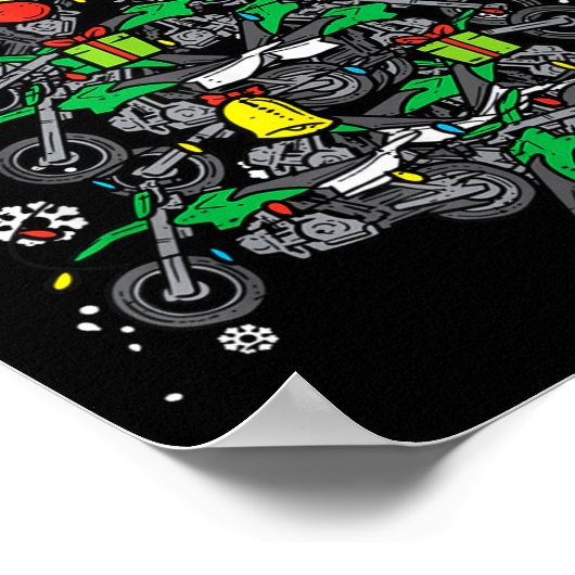 Dirt Bikes Christmas Tree Xmas Motocross Men Boy  ポスター (角)