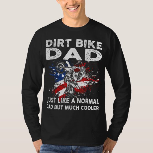 DirtbikeモトクロスダートバイクパパMX USフラグ Tシャツ (正面)