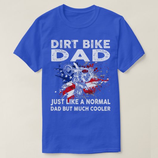 DirtbikeモトクロスダートバイクパパMX USフラグ Tシャツ (デザイン正面)