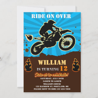 Dirtbike誕生日の招待ドライブバイパーティー招待状 招待状