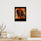 Dirtbiker Duo赤とオレンジグランジ色 ポスター (キッチン)