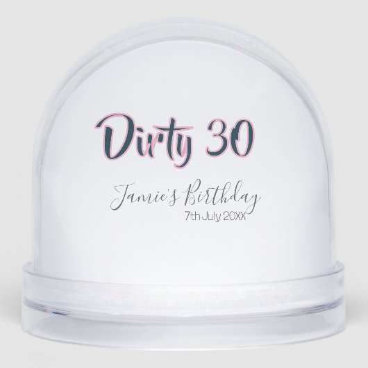 Dirty 30 happy birthday name date pink gray callig (正面)