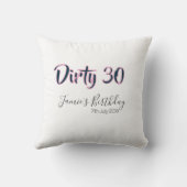 Dirty 30 happy birthday name date pink gray callig クッション (裏面)