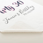 Dirty 30 happy birthday name date pink gray callig シェルパブランケット (3/4)
