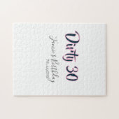 Dirty 30 happy birthday name date pink gray callig ジグソーパズル (横)