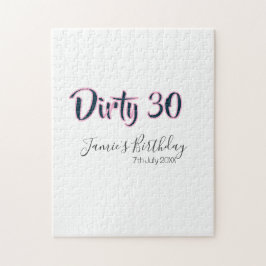 Dirty 30 happy birthday name date pink gray callig ジグソーパズル