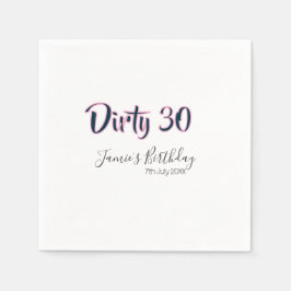 Dirty 30 happy birthday name date pink gray callig スタンダードカクテルナプキン