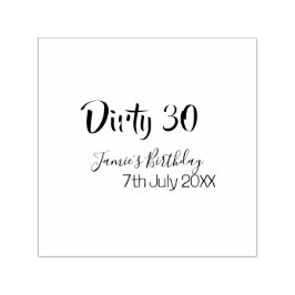 Dirty 30 happy birthday name date pink gray callig セルフインキングスタンプ