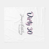 Dirty 30 happy birthday name date pink gray callig フリースブランケット (正面(横))