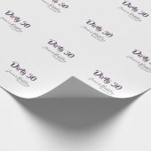 Dirty 30 happy birthday name date pink gray callig ラッピングペーパー (角)