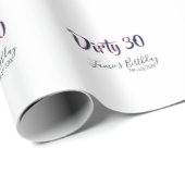 Dirty 30 happy birthday name date pink gray callig ラッピングペーパー (ロールコーナー)