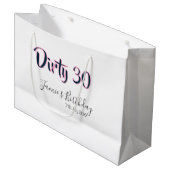 Dirty 30 happy birthday name date pink gray callig ラージペーパーバッグ (正面アングル)