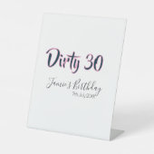 Dirty 30 happy birthday name date pink gray callig 台座サイン (正面)
