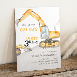 Dirty 3RD-Y Construction 3rd Birthday Party 招待状