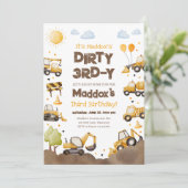 Dirty 3RD-Y Construction Trucks Boy Third Birthday 招待状 (スタンド正面)