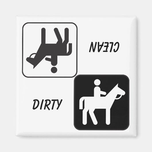 "DIRTY / CLEAN" 馬と騎手の食洗機マグネット マグネット (正面)