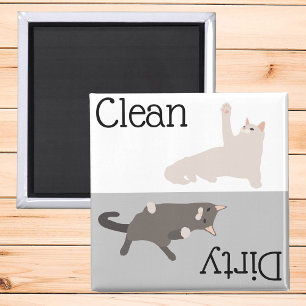 Dirty Clean Dishwasher Magnet Cute Cat Lover マグネット