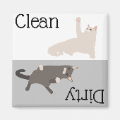 Dirty Clean Dishwasher Magnet Cute Cat Lover マグネット (正面)