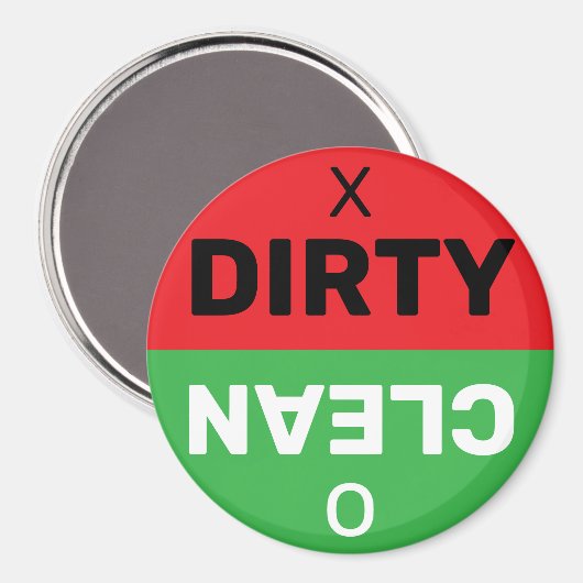 Dirty Clean Red Green Dishwasher Indicator Circle マグネット (正面/裏面)