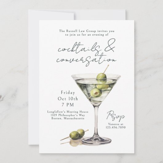 Dirty Martini Cocktails and Conversation Event 招待状 (正面)