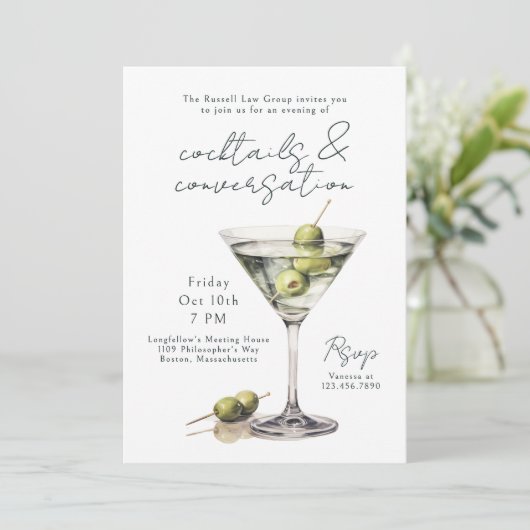 Dirty Martini Cocktails and Conversation Event 招待状 (スタンド正面)