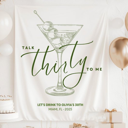 Dirty Martini Themed 30th Birthday Party Banner タペストリー