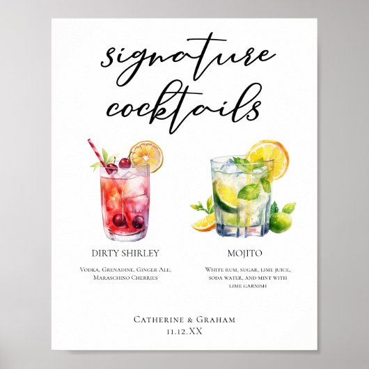 Dirty Shirley Mojito Signature Cocktails Menu ポスター (正面)