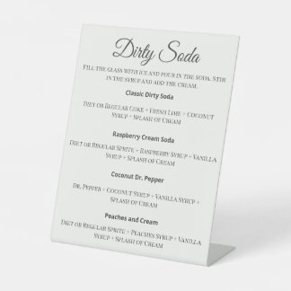 Dirty Soda Bar Sign with Recipes for Wedding 台座サイン