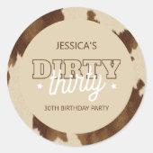 Dirty Thirty Country Western 30th Birthday Party ラウンドシール (正面)