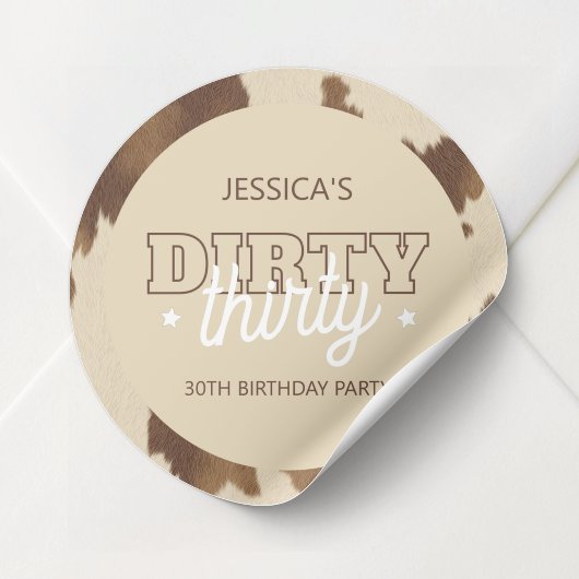 Dirty Thirty Country Western 30th Birthday Party ラウンドシール