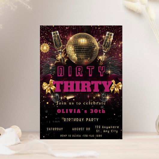 Dirty Thirty Disco Birthday Invitation 招待状