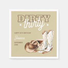 Dirty Thirty Rodeo Taupe Beige 30th Birthday Party スタンダードカクテルナプキン