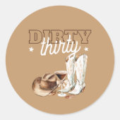 Dirty Thirty Western Rodeo 30th Birthday Party ラウンドシール (正面)
