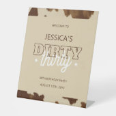 Dirty Thirty Western Rustic 30th Birthday Welcome 台座サイン (正面)