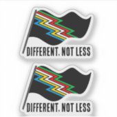 Disability Pride フラグ Different Not Less シール (正面)