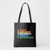 Disability Pride 頭字語 ボールドタイポグラフィ ブラック トートバッグ (正面)