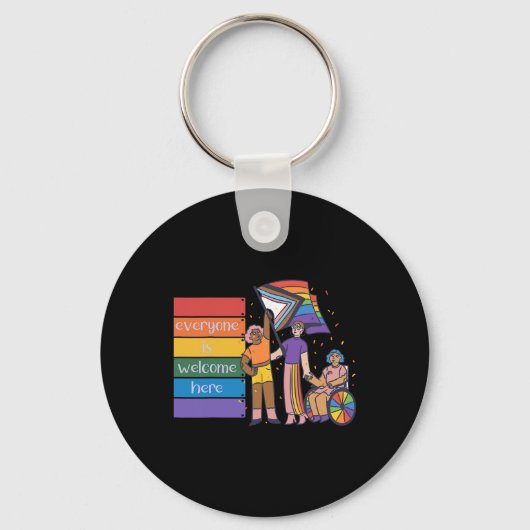 Disability Pride Everyone Is Welcome Here.png  キーホルダー (正面)