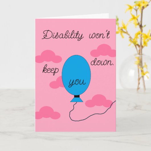 Disability won't Keep You Down:  Pink & Blue Blank カード (黄色い花)