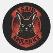 Disapproving Rabbits Badge – Abolish ICE ラウンドシール (正面)