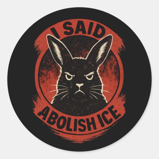 Disapproving Rabbits Badge – Abolish ICE ラウンドシール (正面)