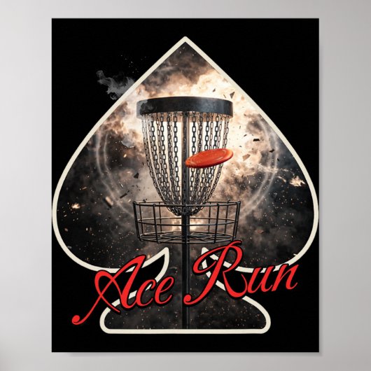 Disc Golf Ace Run Chains Basket Graphic For Frisbe ポスター (正面)